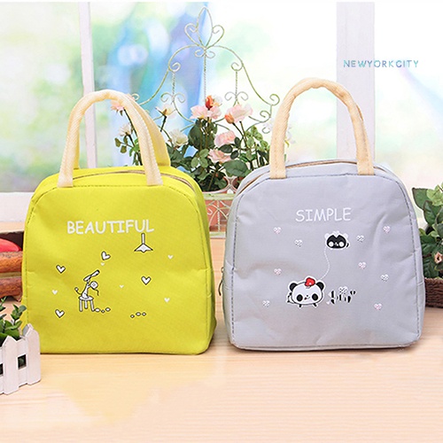 Túi Giữ Nhiệt Đựng Hộp Cơm Trưa In Họa Tiết Hoạt Hình Dễ Thương Nhỏ Gọn Tiện Dụng