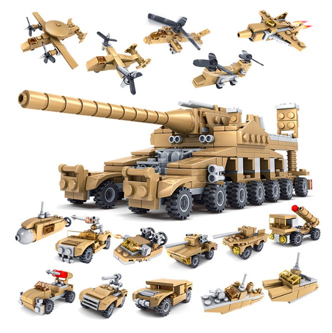 Đồ chơi xếp hình lắp ráp BeThongMinh mô hình siêu xe tăng 16 trong 1 cao cấp 544 PCS - Đồ chơi lắp ghép cao cấp