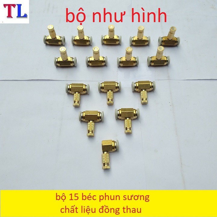 Bộ 15 Béc phun sương bằng đồng giá rẻ cỡ béc số 1-2-3-4-5-6-7-8