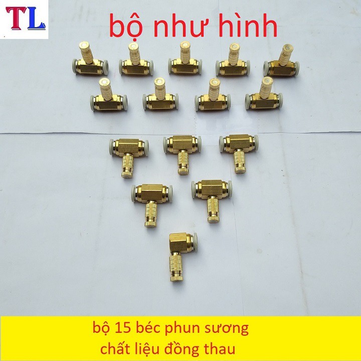 Bộ 15 Béc phun sương bằng đồng giá rẻ (cỡ béc số 1-2-3-4-5-6-7-8)