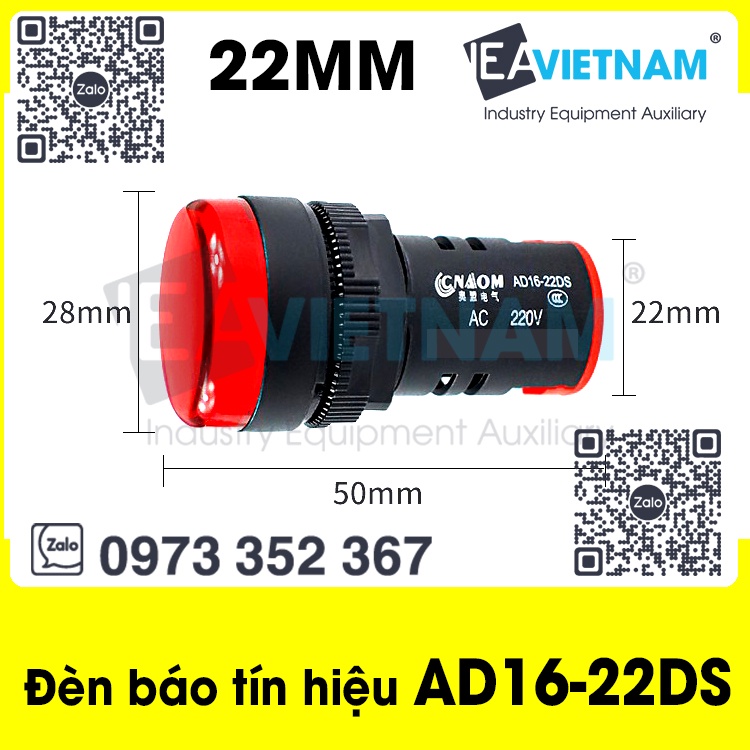 Đèn báo tín hiệu phi 22 AD16-22DS 220V 24V / Đèn báo pha phi 22mm có LED / Đèn báo phi 22