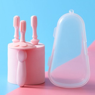 Bàn Chải Tập Đánh Răng và Matxa Nướu Silicon Cho Bé Từ 1 - 3 Tuổi