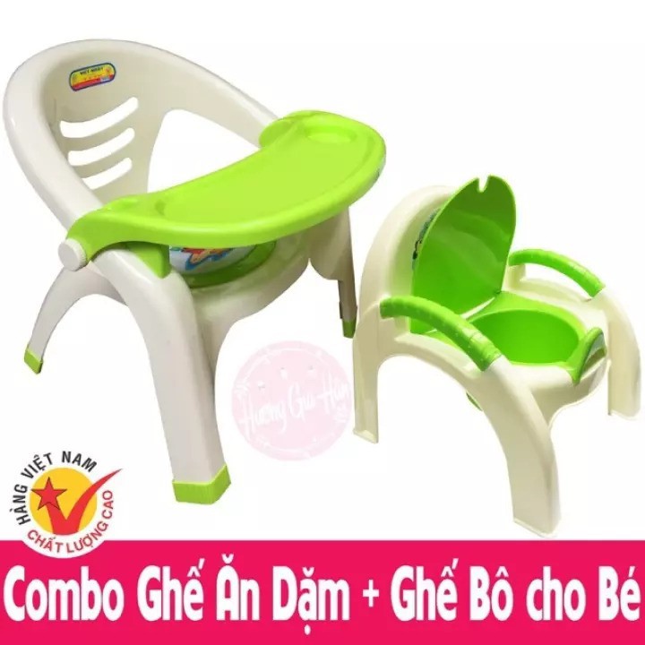 Combo Ghế Ăn Dặm + Ghế Bô Việt Nhật cho bé, Bộ gồm 1 ghế tập ăn dặm và 1 ghế bô đi vệ sinh