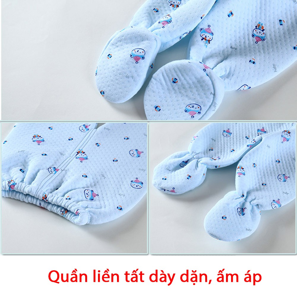 Combo 5 món đồ trần bông 3 lớp cho bé sơ sinh 0-3 tháng, hàng Quảng Châu cao cấp _ SET01