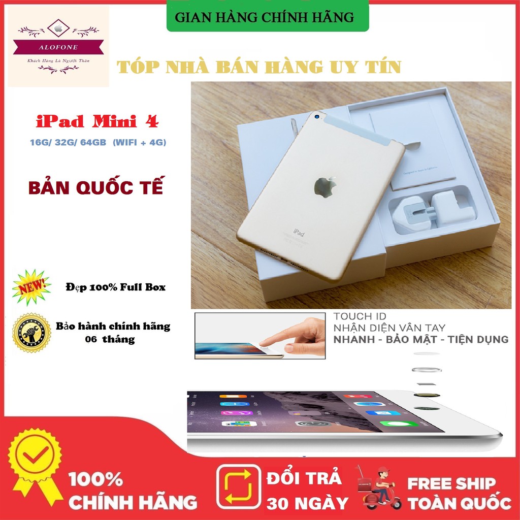 Máy tính bản Apple iPad Mini 4 - Bản (Wifi + 4G) CPU A8 1.5 Ghz RAM 2G. Chính Hãng quốc tế | BigBuy360 - bigbuy360.vn