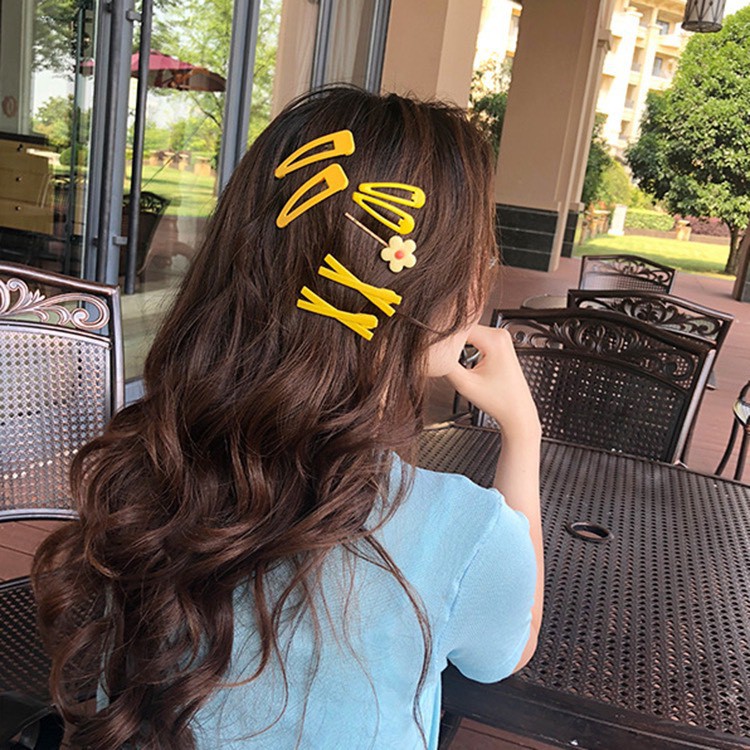 Set 7 Kẹp Tóc Gam Màu Pastel Đính 1 Hoa Siêu Baby