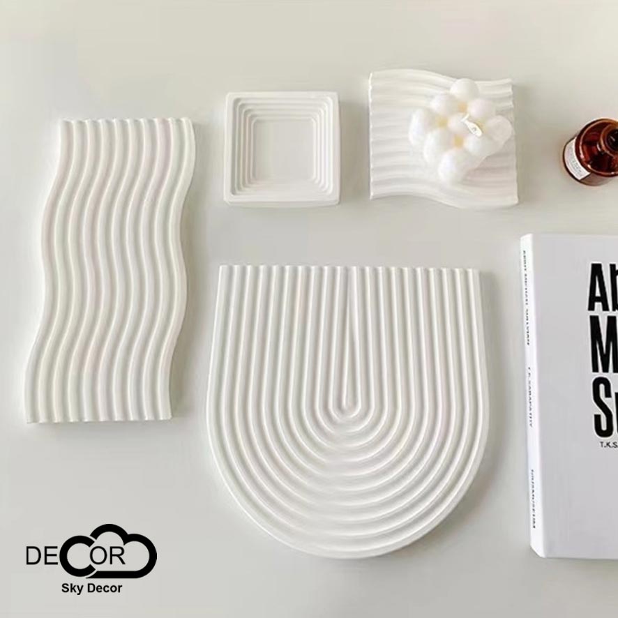 Khay trắng Sky Decor - Phụ kiện trang trí phòng khách, để bàn phòng ngủ, nền trang trí chụp ảnh sản phẩm