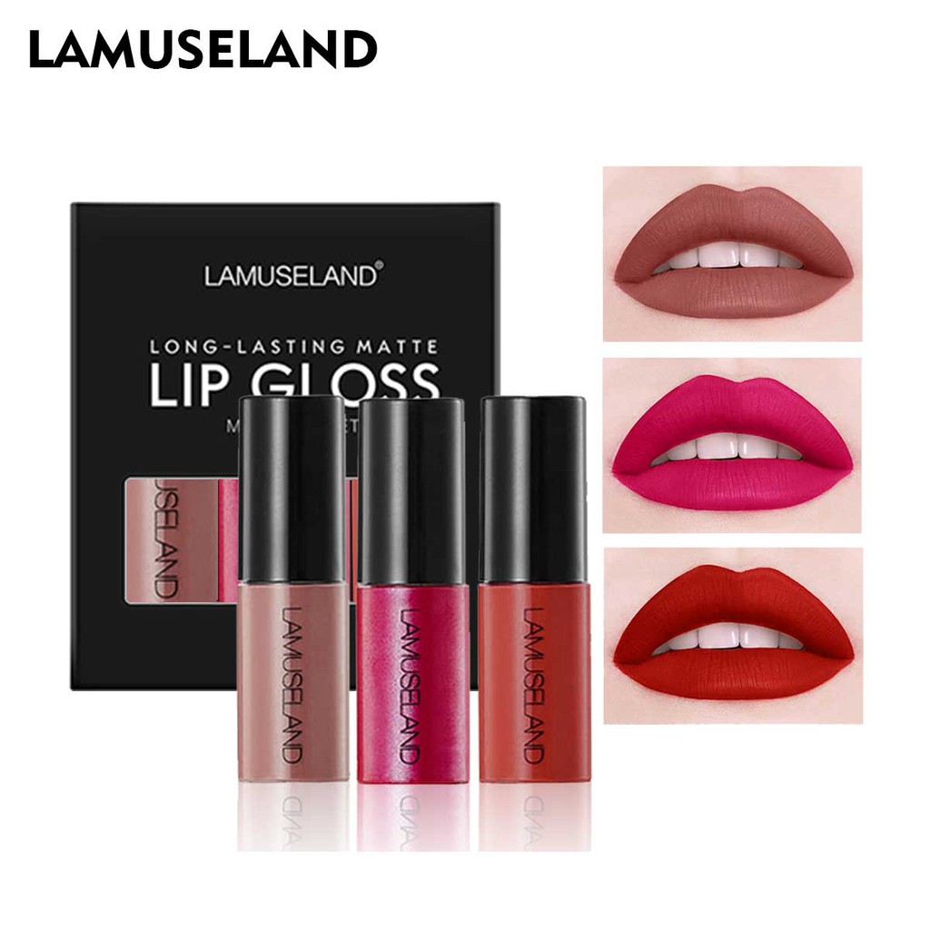 Waterproof Liquid Lipstick Lip Gloss 3Pcs/Set