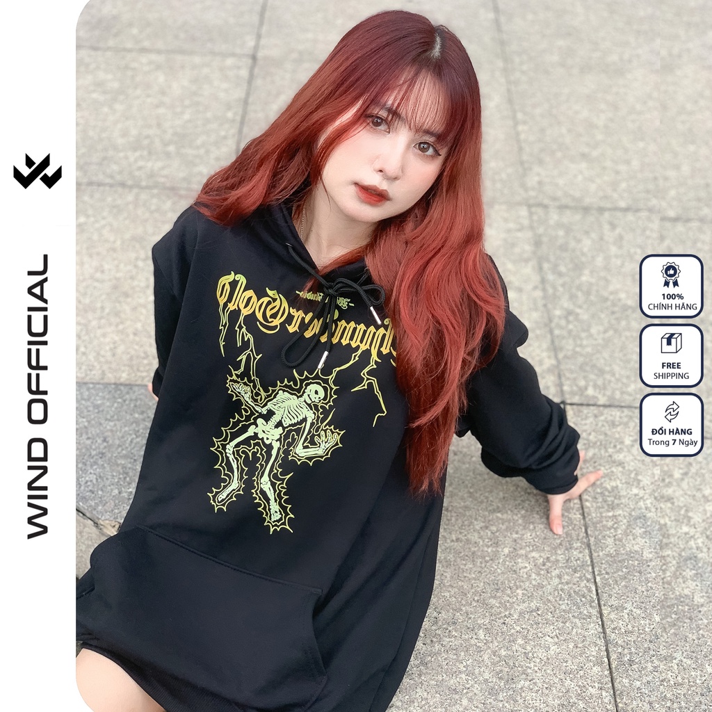 Áo hoodie unisex form rộng WIND nỉ bông Thunder thời trang nam nữ oversize