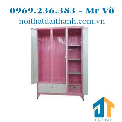 Tủ sắt quần áo dày sơn tĩnh điện 3 cửa 1m2 - 1m8 – TSDT09