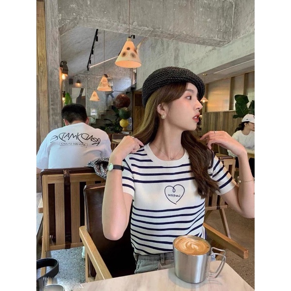 ANU455 - ÁO LEN KẺ NGANG ĐEN TRẮNG LOVE ME | BigBuy360 - bigbuy360.vn