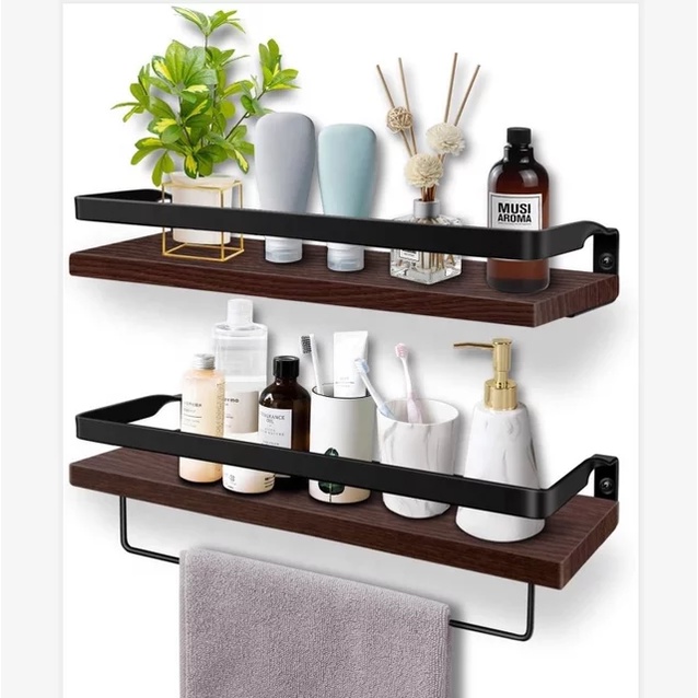 Kệ Nhà Tắm,Giá Đựng Đồ Phòng Tắm Dán Tường Chất Liệu Thép Sơn Tĩnh Điện Chống Gỉ Gỗ Chống Nước Siêu Bền