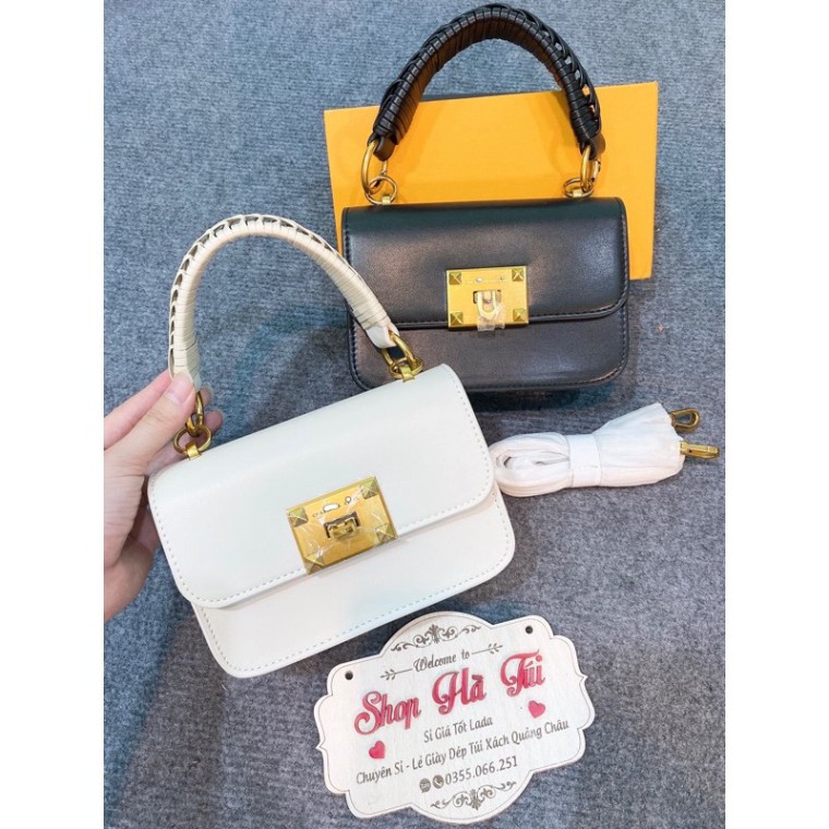 Túi xách quai đan mềm khoá gập Sz 18 xinh