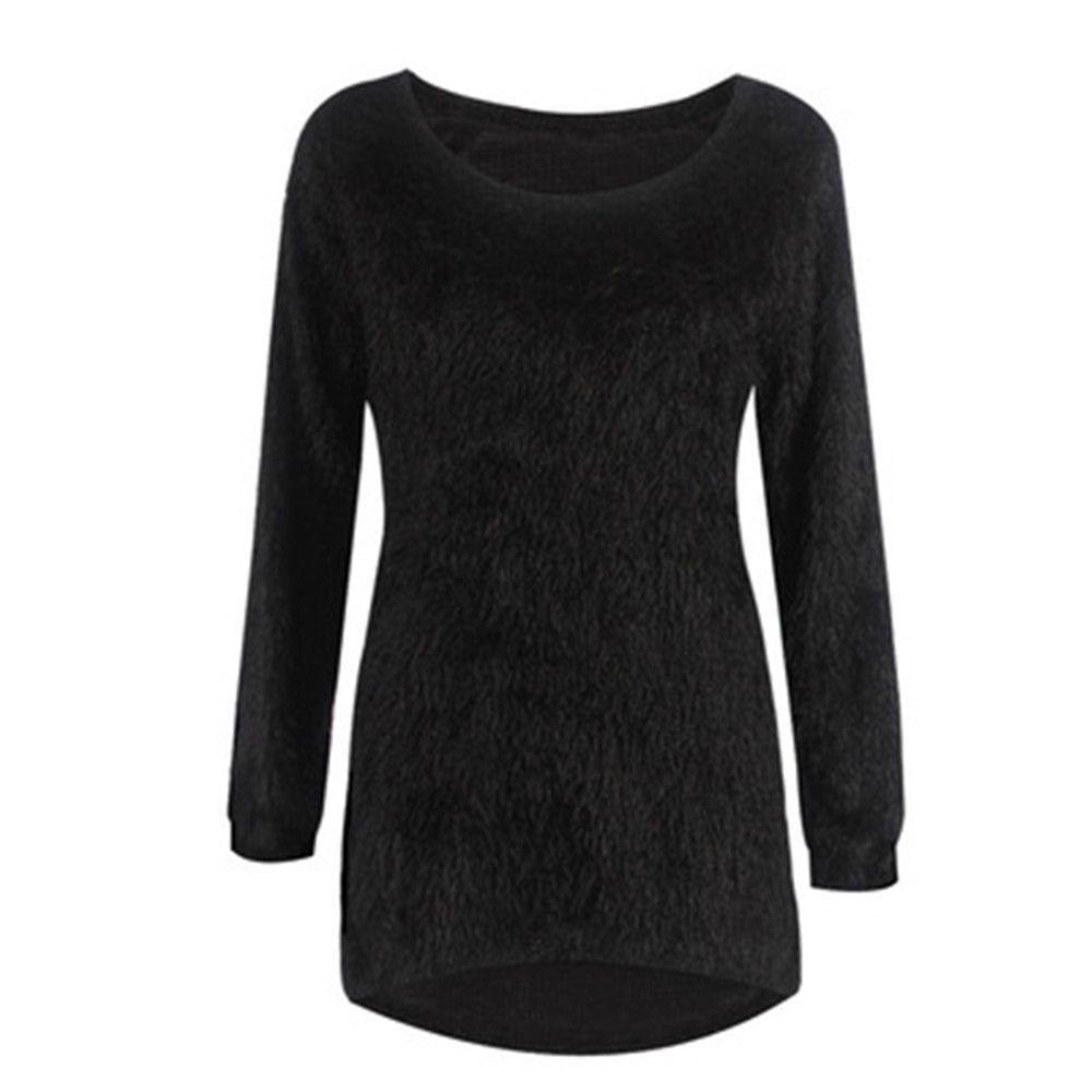 CACTU Áo Lông Cừu Cổ Tròn Dáng Rộng Màu Sắc Nhã Nhặn Dành Cho Nữ