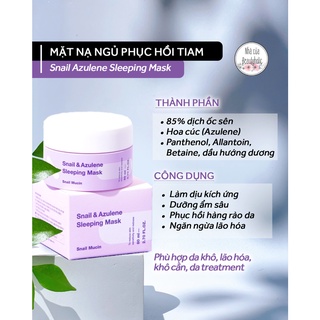 Mặt nạ ngủ ốc sên hoa cúc tiam snail azulene slepping mask