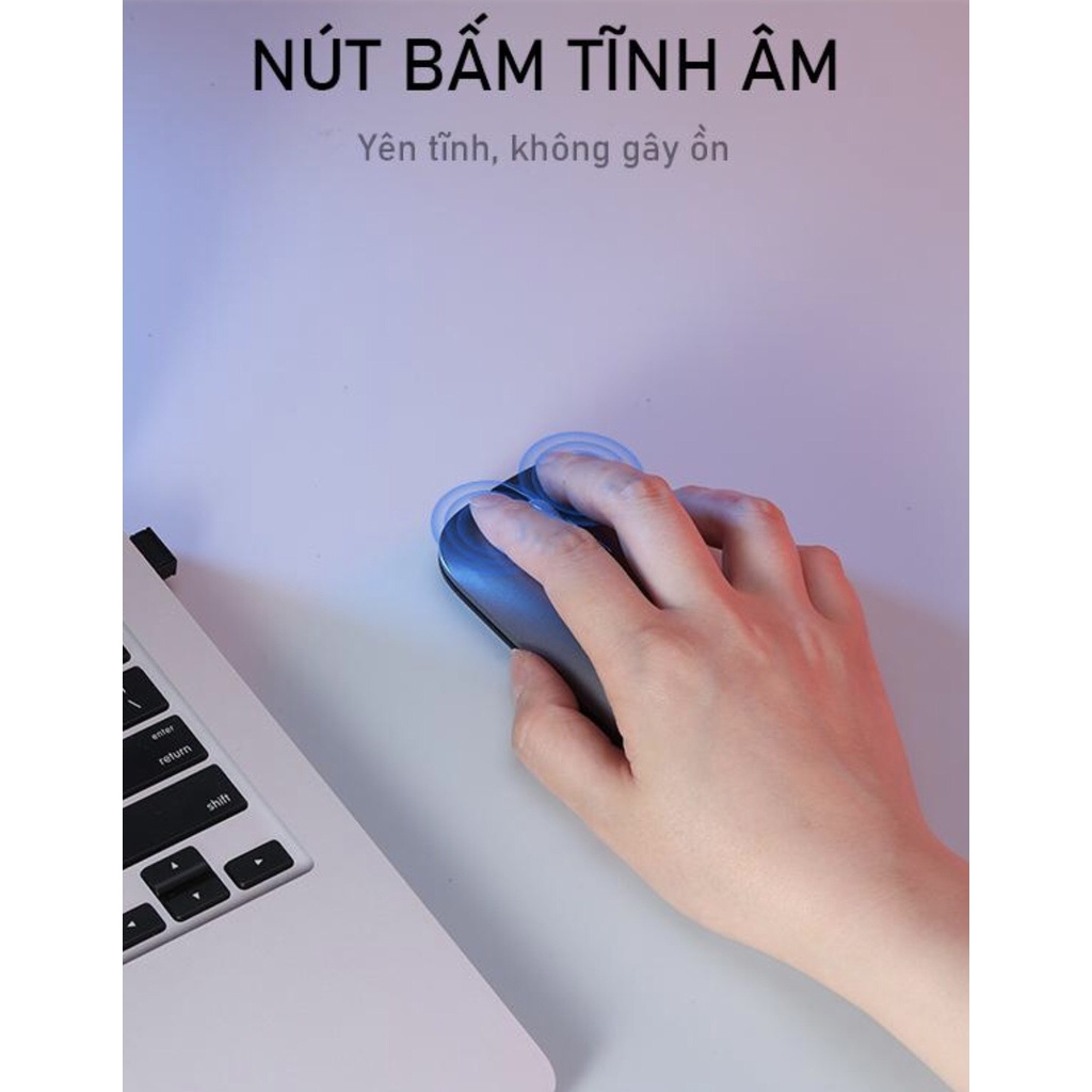 Chuột Quang Không Dây Tĩnh Âm Khoảng Cách Tín Hiệu 10m Độ Phân Giải 1600DPI Bảo Hành Chính Hãng