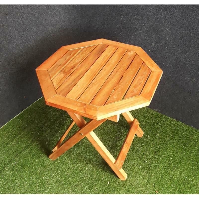Bàn cafe gỗ, bàn gỗ bát giác, bàn xếp tiện lợi