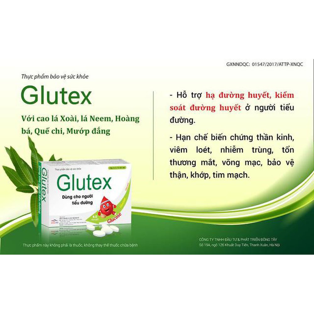 GLUTEX - Hỗ trợ hạ đường huyết, ngăn ngừa biến chứng tiểu đường, đái tháo đường, mỡ máu cao
