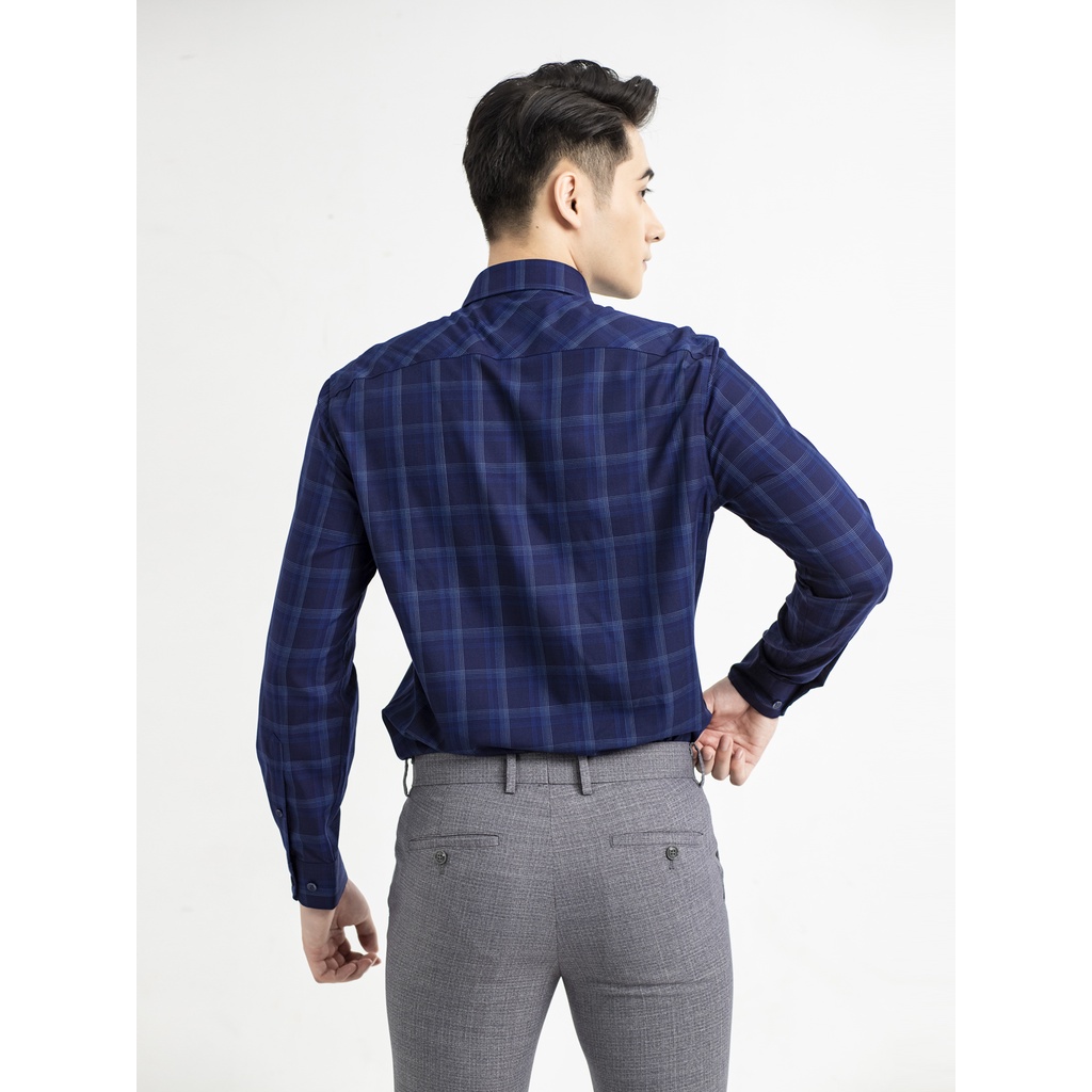 ÁO SƠ MI NAM DÀI TAY ARISTINO Dáng Slimfit Màu Xanh Tím Than Họa Tiết Kẻ Trẻ Trung Dễ Phối Đồ ALS19001 | BigBuy360 - bigbuy360.vn