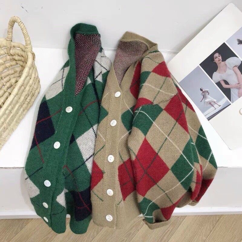 Áo Cadigan Len Hoạ Tiết Trám Hàn Quốc (Hàng QC loại 1) Áo Khoác Len Xinh Xắn Ulzzang | BigBuy360 - bigbuy360.vn