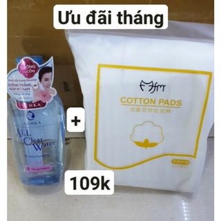 Nước tẩy trang senka + bông tẩy trang