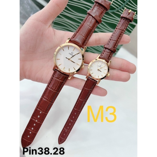 Đồng hồ Omega nam nữ  1 cặp dây da
