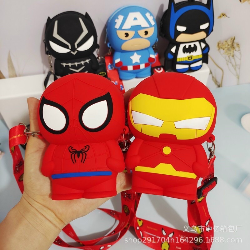 Túi Đeo Chéo Silicone Siêu Nhân Giá Rẻ - Túi Silicon Thiết Kế Họa Tiết Người Nhện, Siêu Anh Hùng Siêu Cute Cho Bé