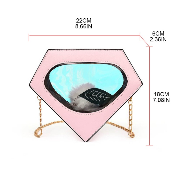Youyo Túi Xách Đeo Vai Hình Kim Cương Phối Dây Xích Thời Trang Thường Ngày Cho Nữ