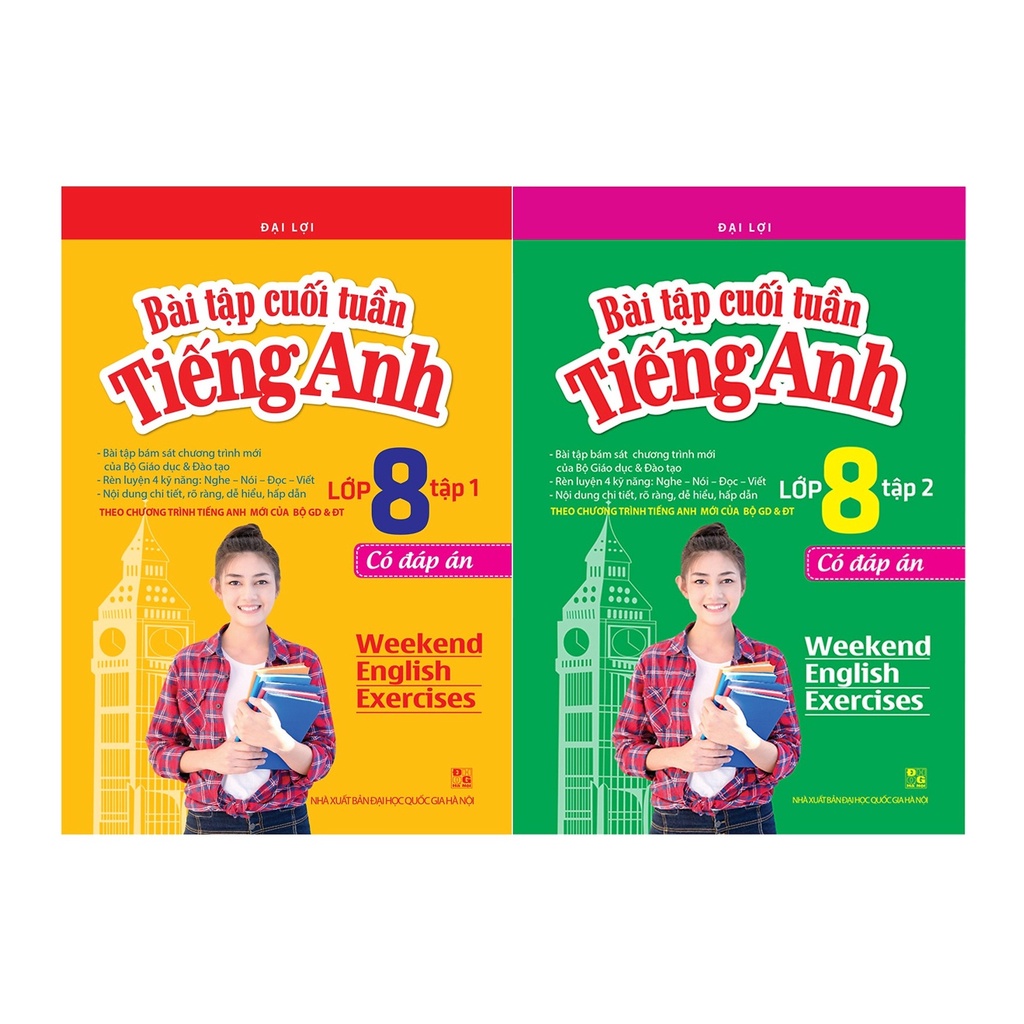 Sách- Combo 2c -  Bài Tập Cuối Tuần Tiếng Anh Lớp 8 2 Tập - Có Đáp Án mt