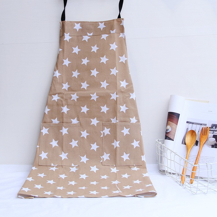 Tạp dề cotton có túi họa tiết ngôi sao - hatimoon - HTD33206