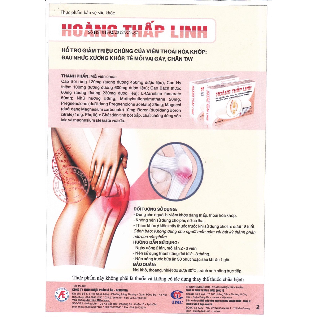 [CHÍNH HÃNG ] HOÀNG THẤP LINH - hỗ trợ viêm khớp dạng thấp