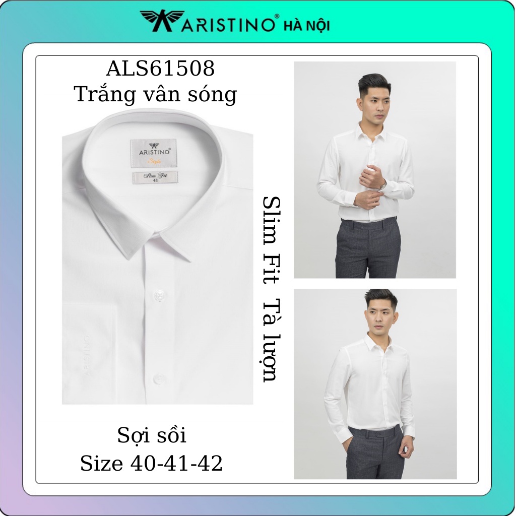 Áo sơ mi trắng ARISTINO vân chìm đứng dáng đẹp sợi sồi cao cấp ALS61508