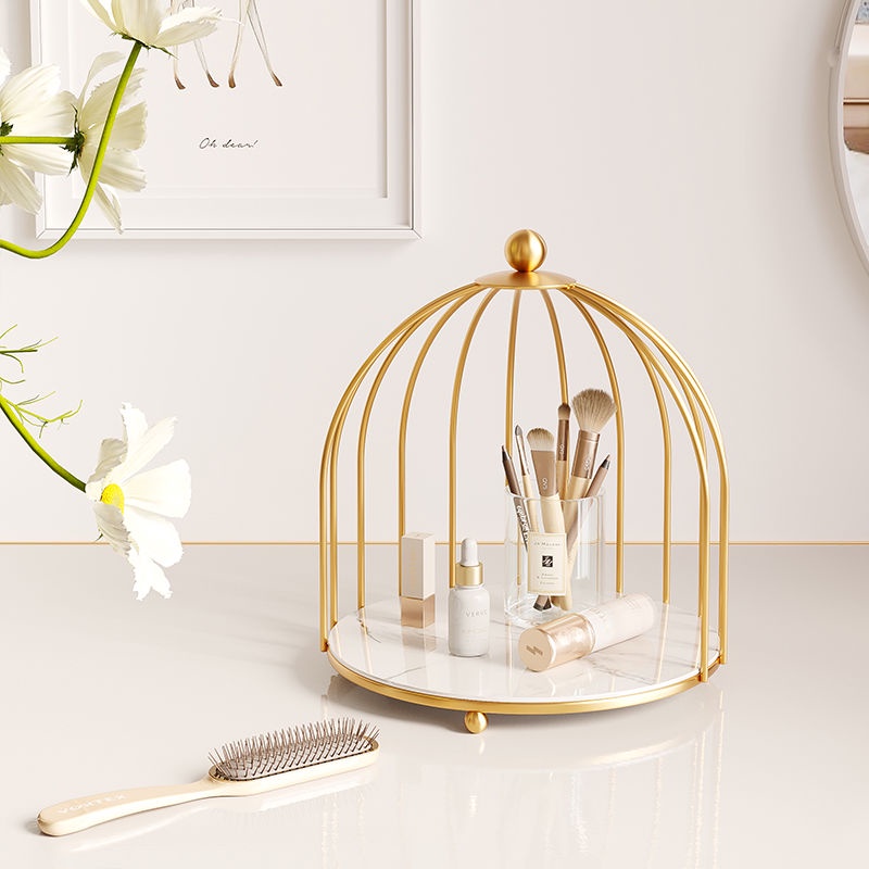Kệ để đồ Mỹ Phẩm để Bàn Giá để đồ đôi Giá để đồ Sắt Hình Lồng Chim Lưu Trữ Cao Cấp Nhẹ Sang Trọng Giá để đồ Nhiều Tầng Phòng Khách Phòng Tắm Giá đồ Dùng Nhà Tắm