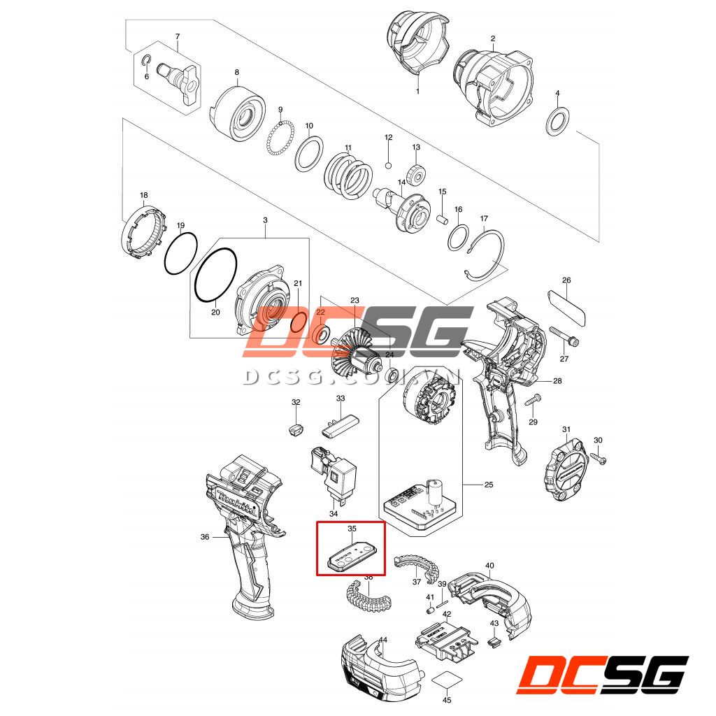 140U53-4 bàn phím máy siết bu lông dùng pin 18V Makita DTW700 | DCSG