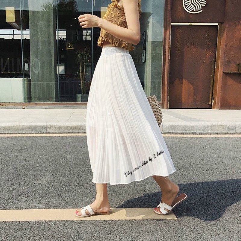 Chân váy voan dập ly 2 kiểu cao cấp