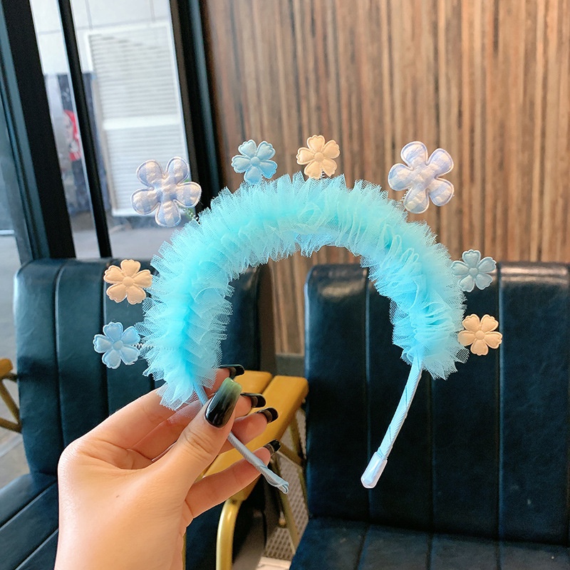 Băng Đô Cài Tóc Phối Ren Ruy Băng Chống Trượt Dễ Thương Cho Bé Gái