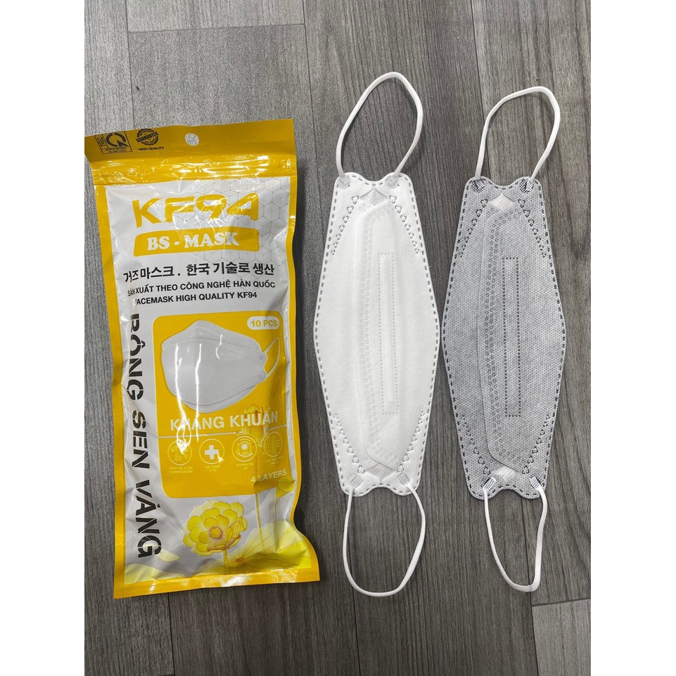 Túi 10 Chiếc Khẩu Trang KF94 Bông Sen Vàng Chọn Màu