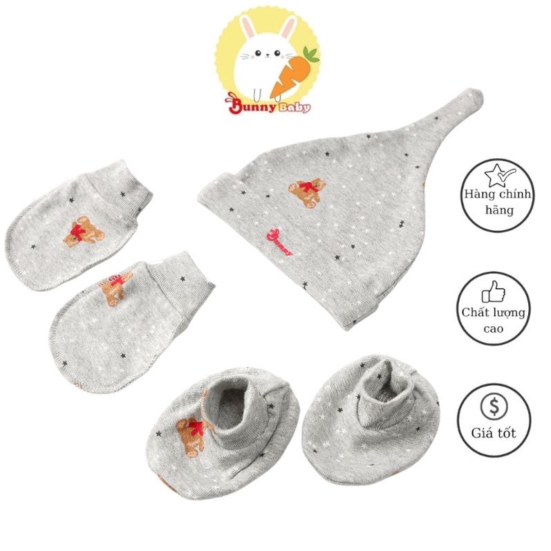 Bunnybaby - Set mũ + bao tay + bao chân sơ sinh chất đẹp BUNNY