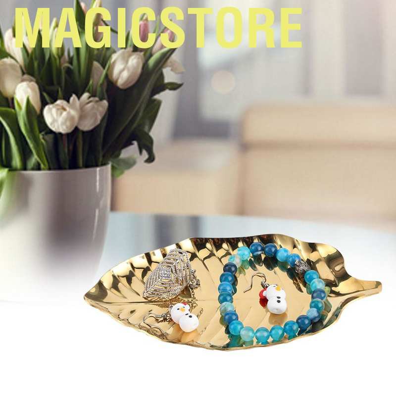 Magicstore Nordic Style Leaf Shaped Necklace Jewelry Display Tray Storage Organizer Decorative Props
