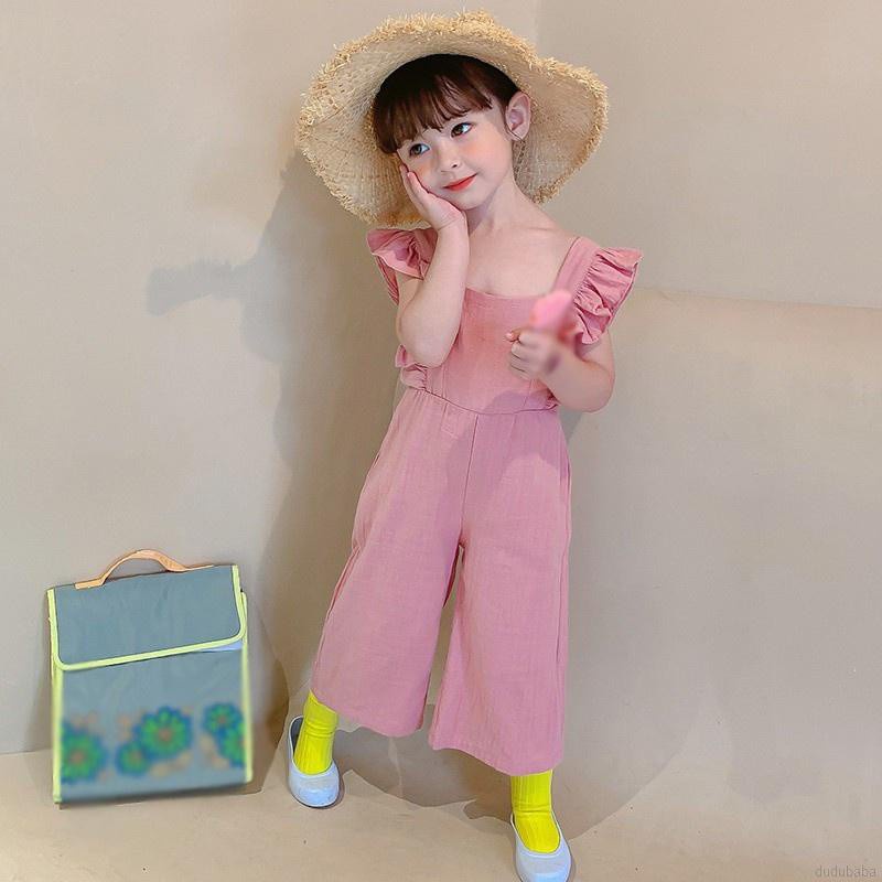 Áo liền quần kiểu sát nách ống rộng hở lưng thời trang phong cách Hàn Quốc dành cho bé gái