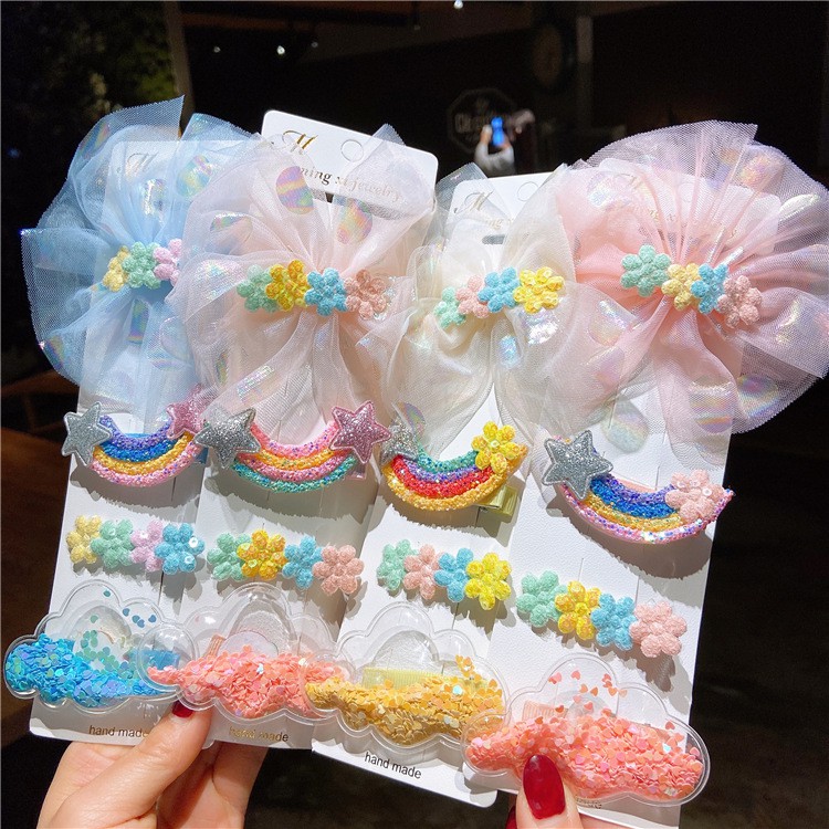 [HCM] Set 2/4 kẹp tóc nơ ngôi sao kim tuyến cực xinh phong cách Hàn Quốc - Selenshop