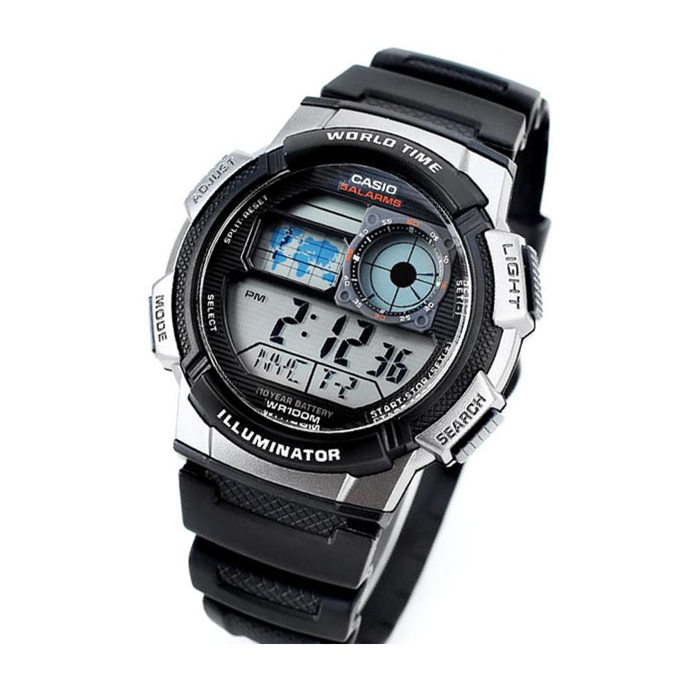 ĐỒNG HỒ CASIO AE-1000W-1BVDF Điện tử - Dây nhựa viền mạ ion bạc - Pin 10 năm