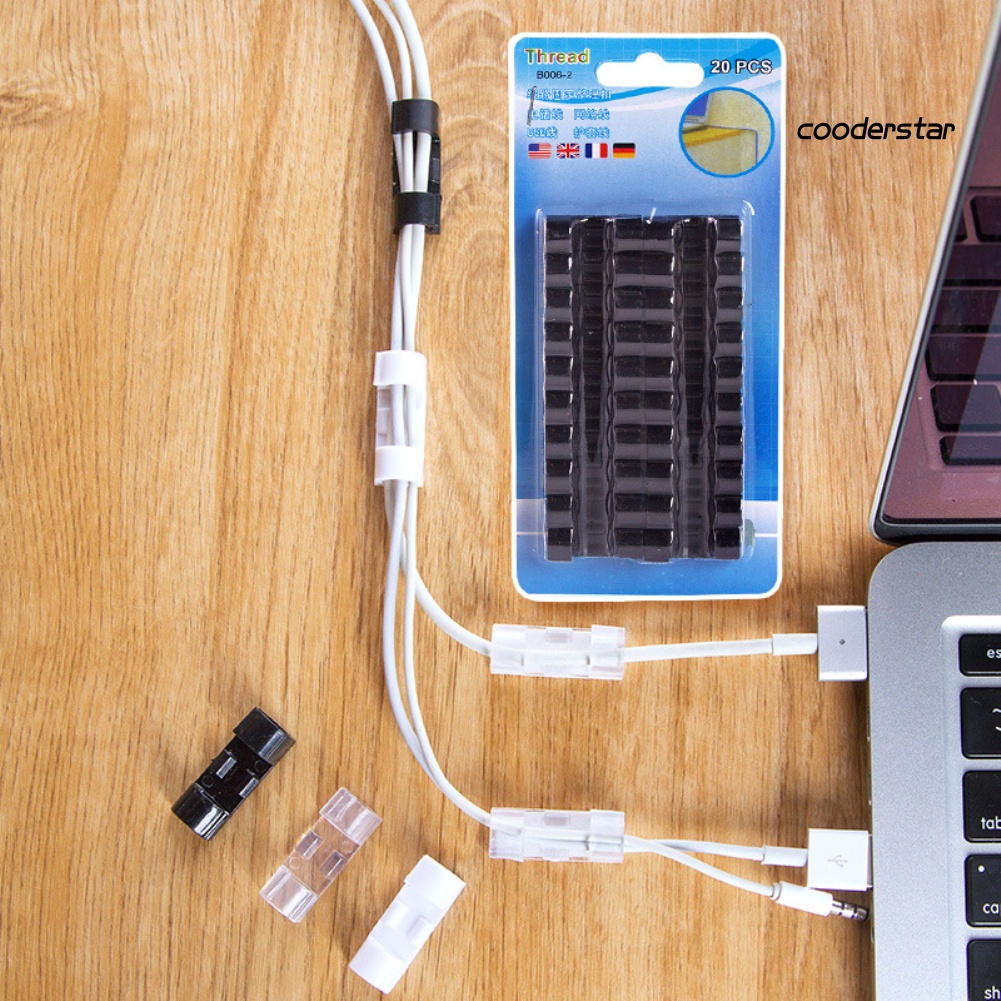 Set 20 Kẹp Giữ Dây Cáp Tự Dính Giá Đỡ