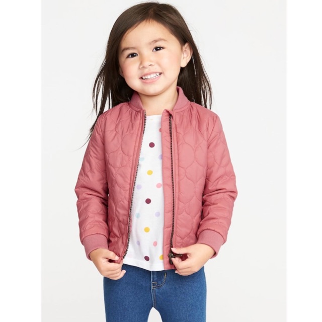 Áo Bomber Bé Trái Trần Trám Siêu Nhẹ Hồng Old Navy