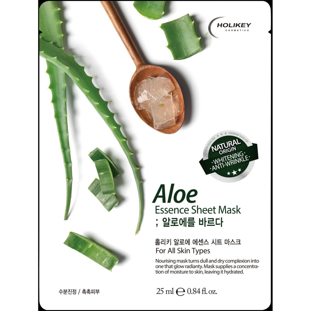 Hộp 10 mặt nạ HOLIKEY ALOE ESSENCE SHEET MASK MẶT NẠ LÔ HỘI CẤP ẨM- LÀM TRẮNG DA