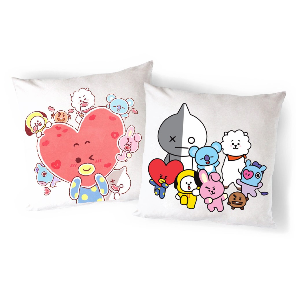 Gối Sofa army bangtan kpop chibi VGI3 gối in 2 mặt Gối Tựa lưng Sofa Gối vuông Gối Trang Trí vải canvas 45x45cm