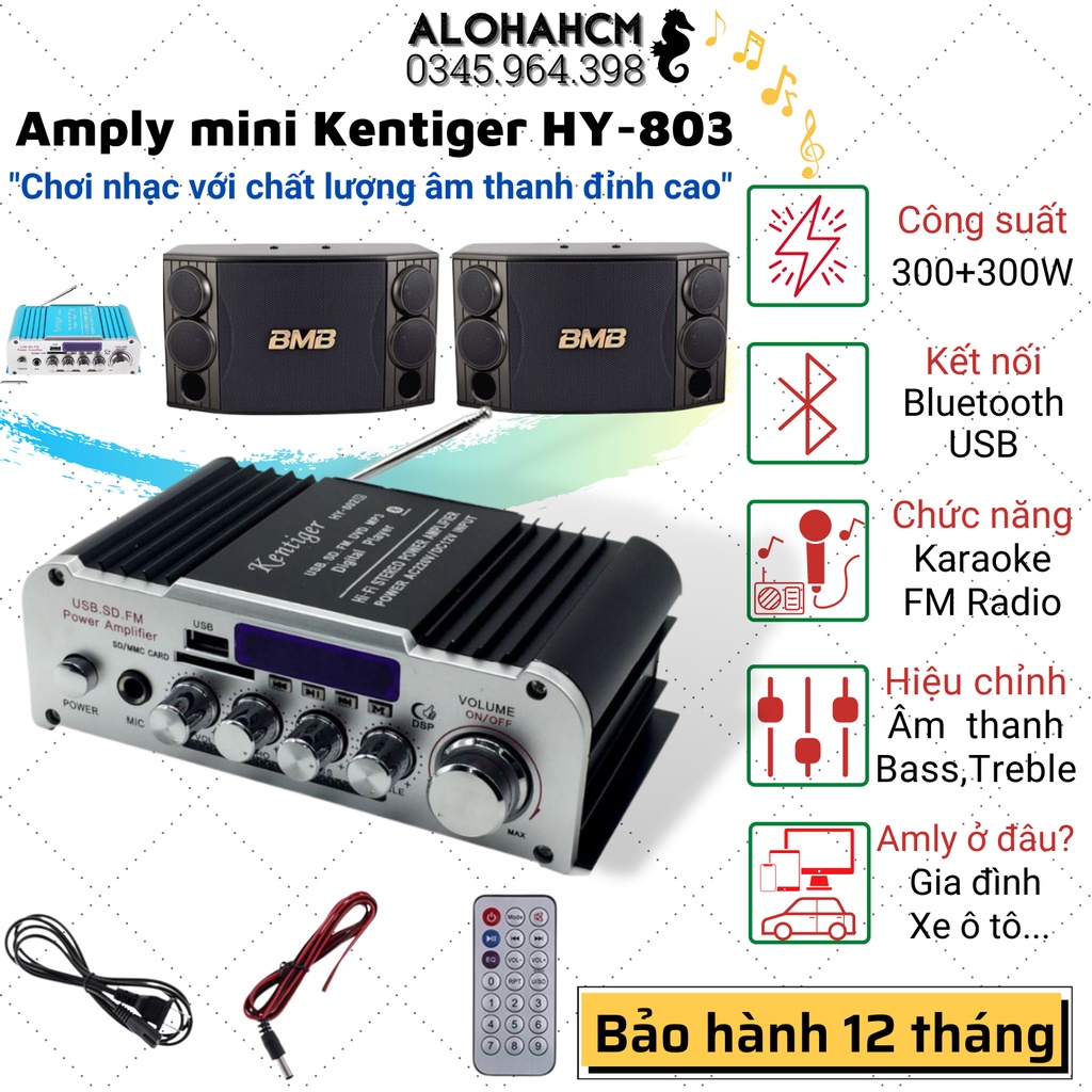 Ampli KENTIGER HY-803 600W Loa Bass Max 25 - Âm Ly Kết Nối Bluetooth, Âm Li Hát Karaoke Nghe Nhạc Cho Âm Thanh Cực Đỉnh