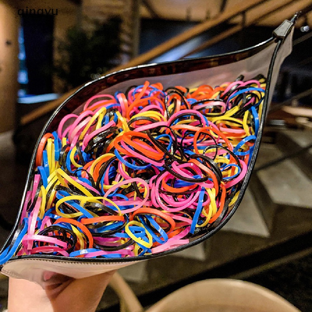 qingyu 1000PCS Disposable Rubber Bands Elastic Hair Ties Rings Band Kids Girl Ponytails PLI