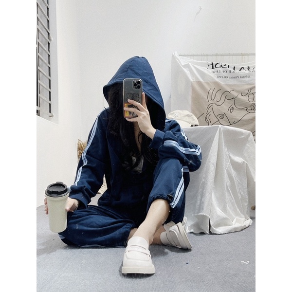 Set Áo Khoác + Quần Nỉ Bông Sọc