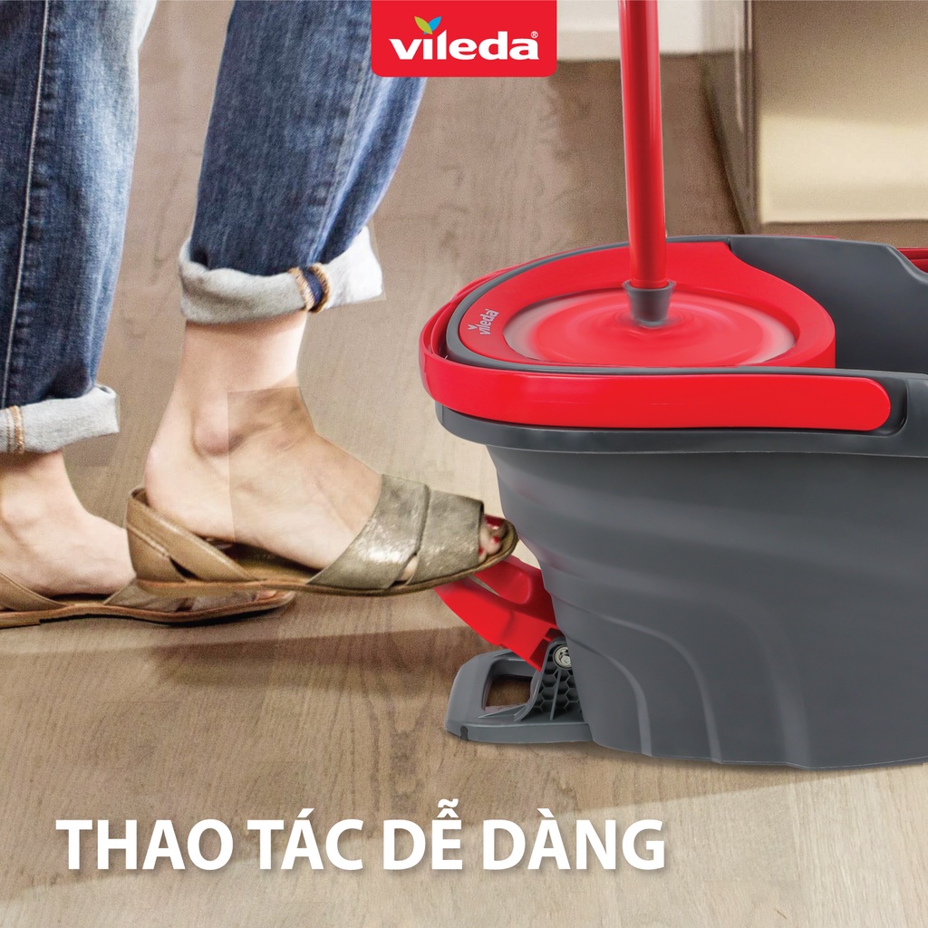 Cây lau nhà VILEDA Turbo Easy Wring&Clean kèm khăn lau đa năng gói 4 chiếc